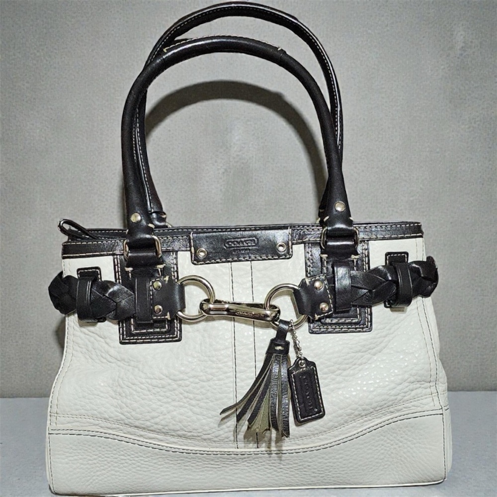 Coach Hampton Black and White Shoulder Bag Like New clean corners